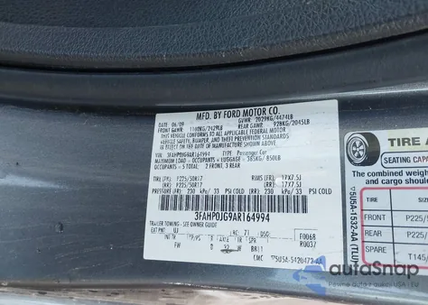2010 Ford Fusion Sel z USA, uszkodzony, nr VIN 3FAHP0JG9AR164994